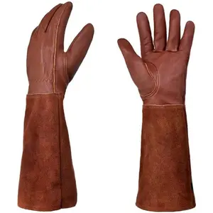 Gardening Gloves Women/Men - Thorn Proof Cowhide Leather Rose/Blackberry Pruning Long Forearm Protection Gauntlet