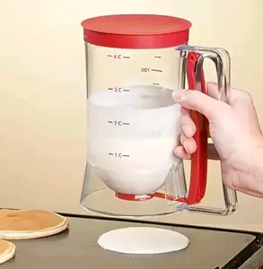 Batter Separator, Pancake Cupcake Batter Dispenser for Cooking with Squeeze Handle for Baking Pan Mixing Dispenser (4 Cups) Measuring Baking Tools, Kitchen Batter Separator for Cookies Cake Waffle Muffin (Red&Purple)