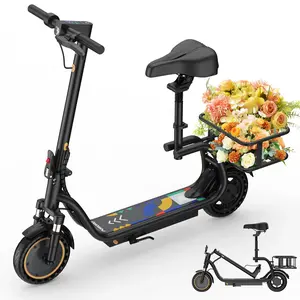 Adult Electric Scooter with Seat, 8.5" Tires, 350W Motor, Max Speed 19 MPH, 15-Mile Range, Comfortable E-Scooter for Urban Daily Commute