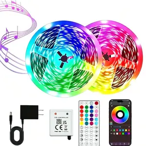2-Pack 50FT RGB LED Strip Lights Sync to Music with Remote Controller & App Control RGB LED Lights for Bedroom Christmas Decor, led lights bedroom