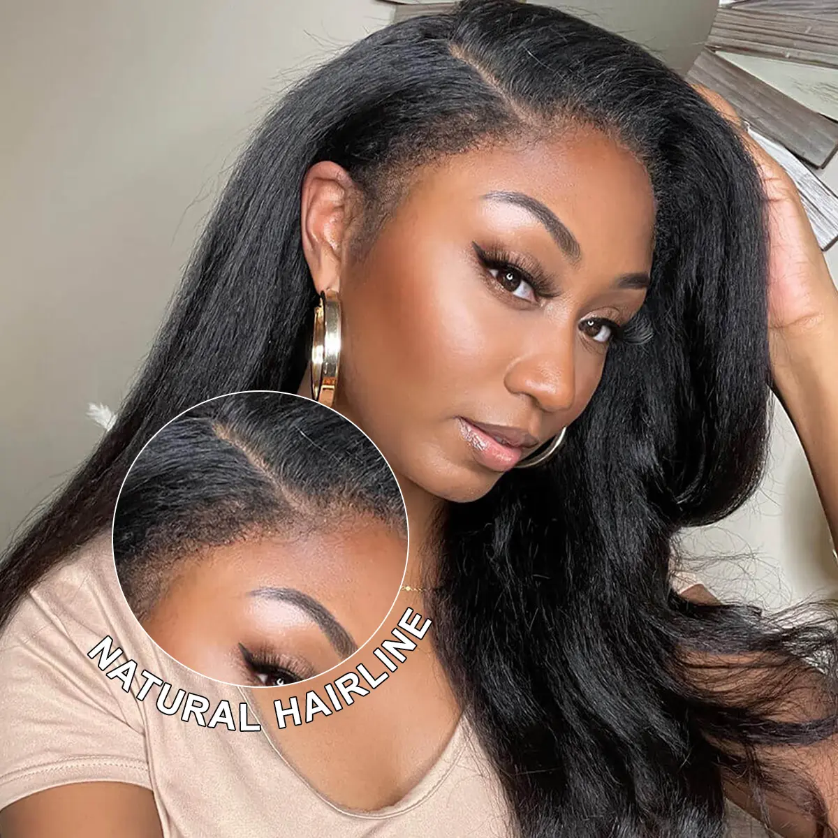 Simidola 4C Edges Realistic Hairline 13x6 Frontal HD Lace Kinky Curly Wig 100% Human Hair HD Lace Wig With 180% Density Kinky Straight Baby Hair summerwins, Human Hair Wigs, Curly Human Hair Wig