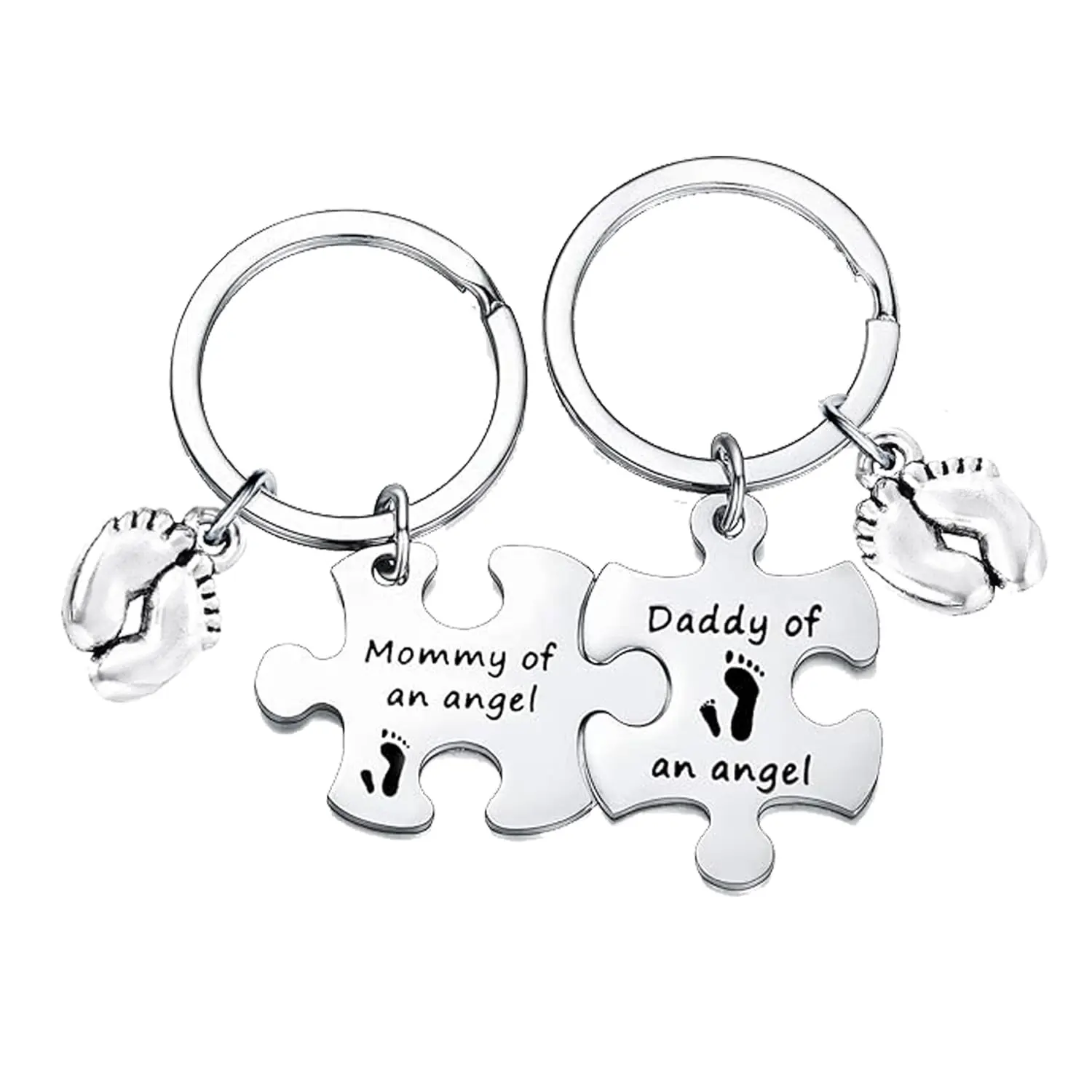 Mommy Daddy Of An Angel Puzzle Keyring Miscarriage Loss Memorial Keychain Sympathy Gifts