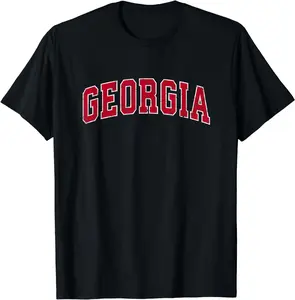 100% Cotton Fashion Garment Georgia GA Vintage Sports Design Red Design T-Shirt