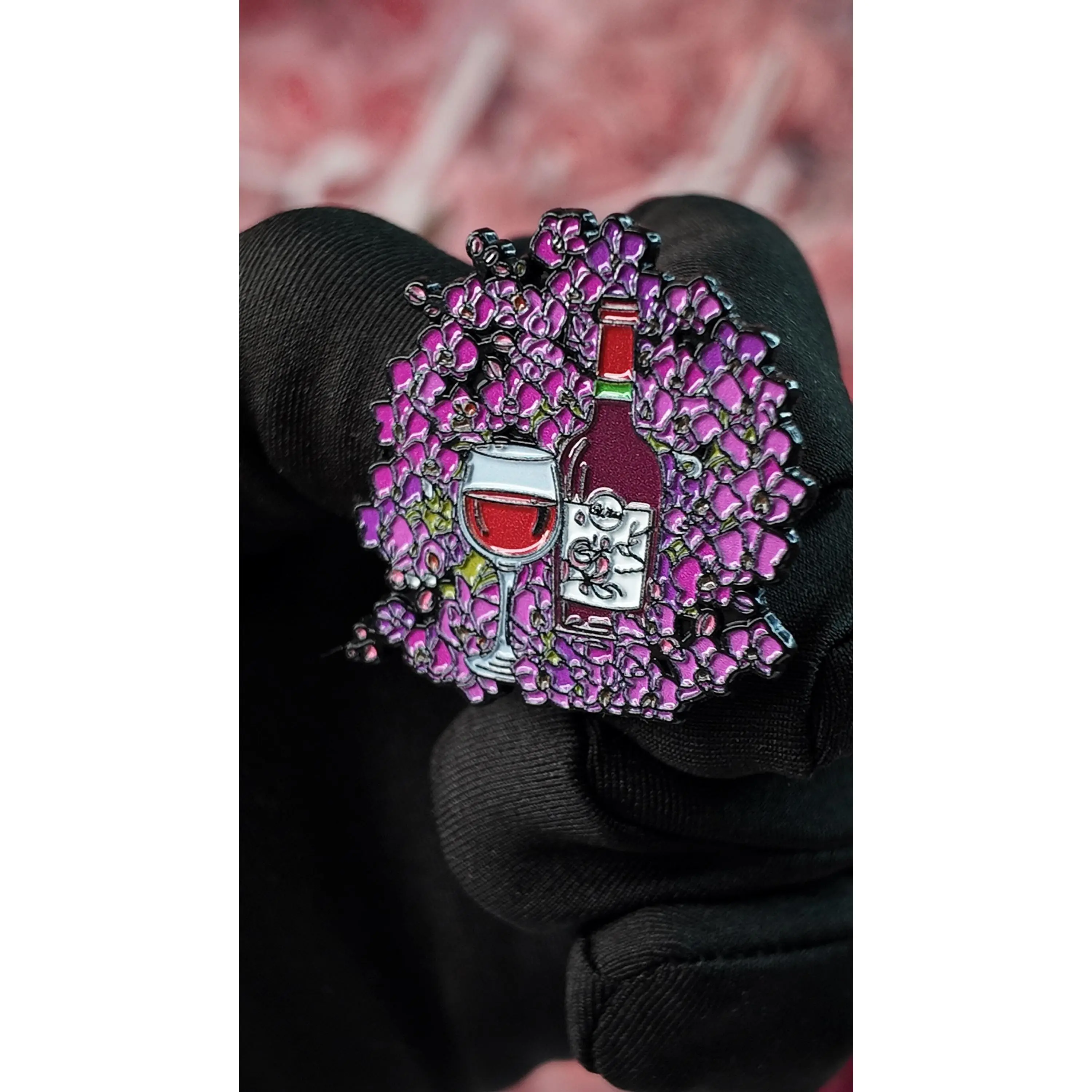 Orchids & Wine Lover Enamel Lapel Pin