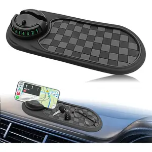Universal Multifunction Anti-Slip Car Dashboard Mat, Rotatable Car Phone Holder Dashboard Pad with Temporary Parking Number, and Large Pad for Phones Sunglasses Keys Gadgets adjustable spring clip
