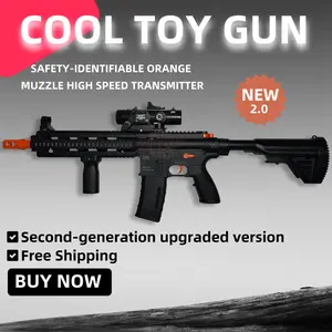 HK416 Gel Blaster Toy - Realistic Design, Orange Accents, Scope Attachment for Kids