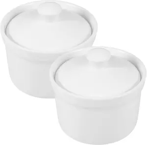 2 ceramic saucepan with lid, 4 inches (about 10.2 centimeters) soup bowl, suitable for steaming eggs, egg and milk desserts, and making soups. A multi-functional kitchenware for home cooking and entertainment.