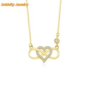 Infinity Heart Necklace for Women Sterling Silver Zircon Crystal Gemstone Heart Necklace for Girlfriend Love Heart Pendant Mother's Gift Chiristmas Jewelry Gift