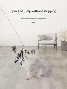 PAWTO Retractable Cat Toy 180cm Extra Long Interactive Telescopic Rod with Three Sound Papers & Feathers for Enhanced Cat Play