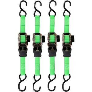 SMARTSTRAPS Retractable Ratchet Tie Down Straps (4 PK) 1,500lb Break Strength, 500lb Safe Work Load, Standard Duty, Secure and Haul ATVs, Lawn Tractors, Cargo, Boxes and Other Small Equipment