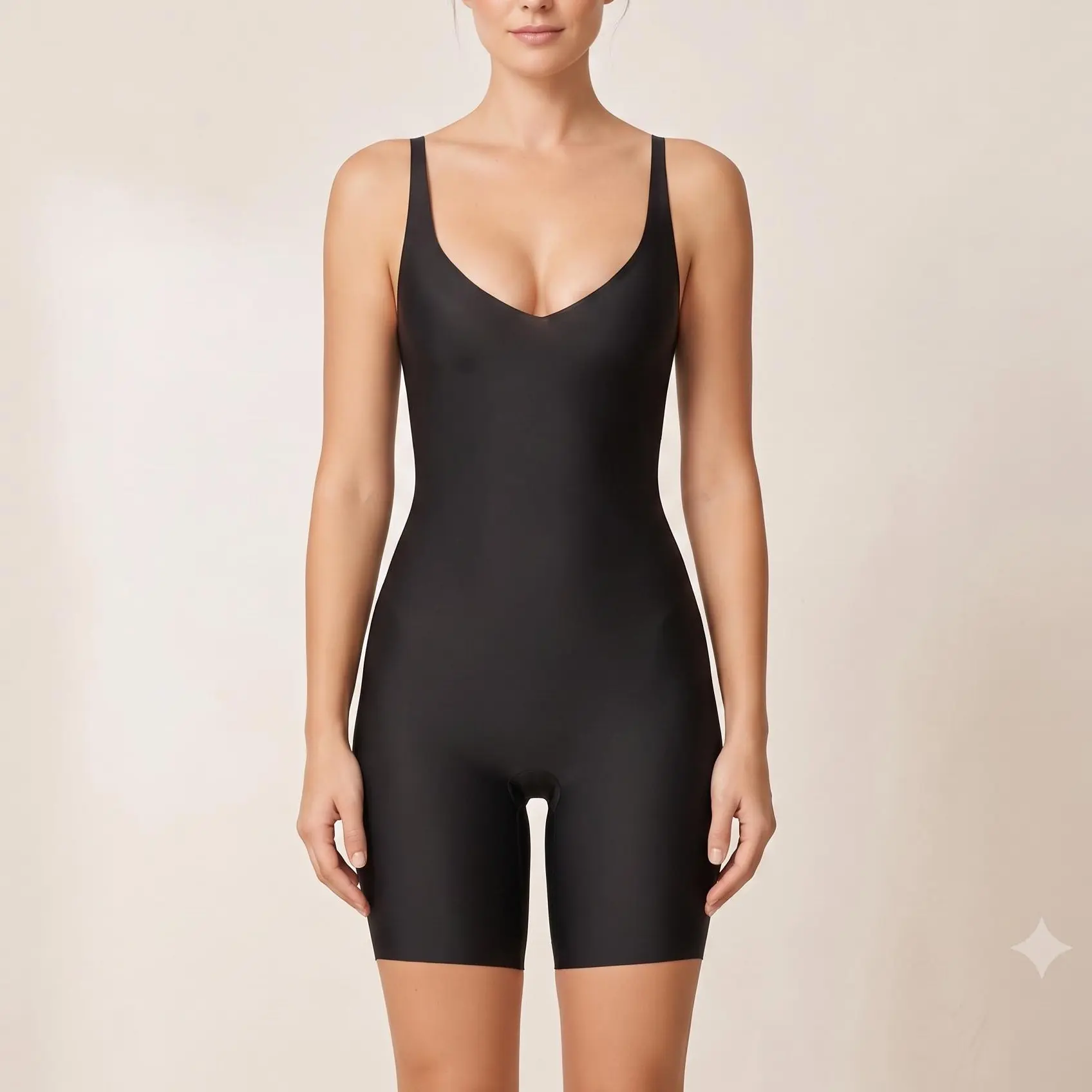 Unlined Deep V-Neck Boyleg Bodysuit Seamless - Perfect for Daily Wear, No Visible Lines, Breathable & Versatile Under Outfits