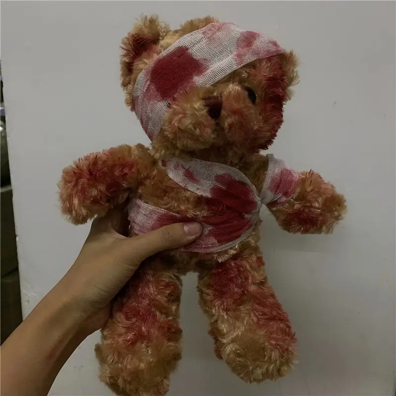 Halloween Traumatic Stuffed Animal With Bandages Dark Academia Macabre Decoration Rose Teddy Bear Durable Soft Fluffy