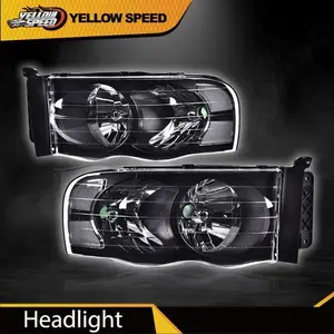 Pair Clear Black Headlights Headlamps Fit For 2002-2005 Dodge Ram 1500 2500 3500