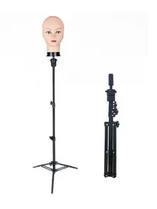 Wig Stand Tripod, Portable Adjustable Height Model Head Stand, Wig Mannequin, Suitable for Beauty Schools, Barber Training, DIY Styling Design Human Model Wig Head Stand (43.3 inches)
