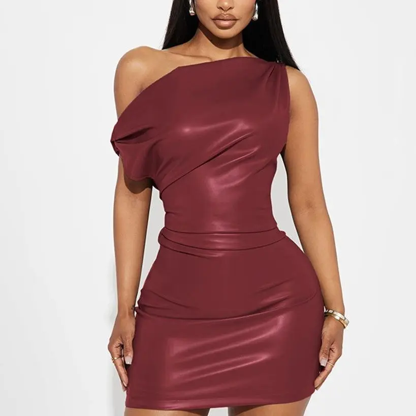 strapless leather black dress Faux Leather Dress - Leather Mini Dress - Open Back Mini Dress main image 0