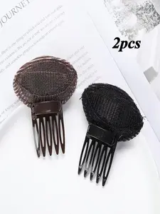 2pcs Fluffy Bangs Volume Booster Pad Clips, Invisible Seamless 5-Tooth Hair Combs, Anti-Flatting Root Clamps for Women