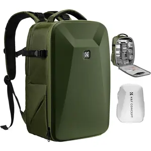 K&F CONCEPT Hardshell Camera Backpack, 22L 17x11x7" with EVA Foam Protection, 15-15.6 Inch Laptop Compartment, Tripod Holder, SD Card Slot, Umbrella Storage for DSLR Cameras (Canon/Nikon/Sony) & DJI Mavic Drone