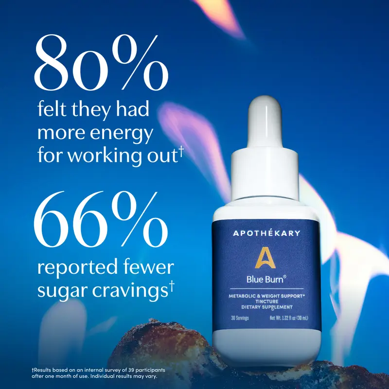 Apothékary Blue Burn - Metabolic Support Liquid Herbal Drops* | Antioxidant Rich, Alcohol-Free, Clinically-Tested, Certified Gluten-Free, PETA Certified Vegan & Cruelty-Free, Third Party Tested, Plant-Based, Made in the USA 1