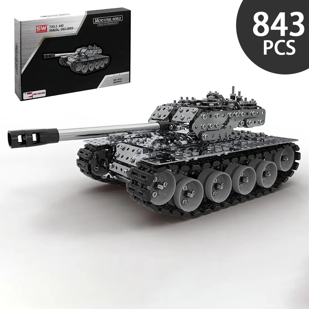 Articulable 3D Metal Tank Model Kit - 843-Piece Construction Hobby Erector Set for Adults - Ideal Christmas, Birthday Gift