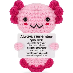 Positive Crochet Animal Axolotl, Handmade Emotional Support Plush Gifts for Women Girls Teens Friends, Birthday Christmas Stocking Stuffers for Nurse Teacher Appreciation, Easter Essentials