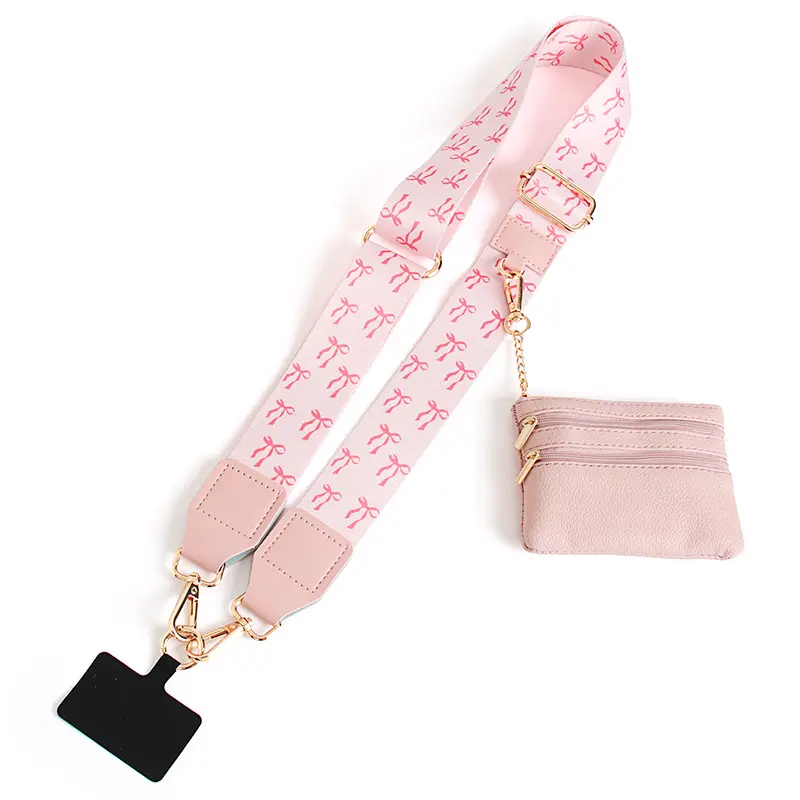 Phone Strap Crossbody with Wallet, Phone Lanyard Crossbody with Zipper Pouch Wallet, Adjustable Hands-Free Mobile Phone Strap, Gift for Dad and Mom, travelessentials backtoschool