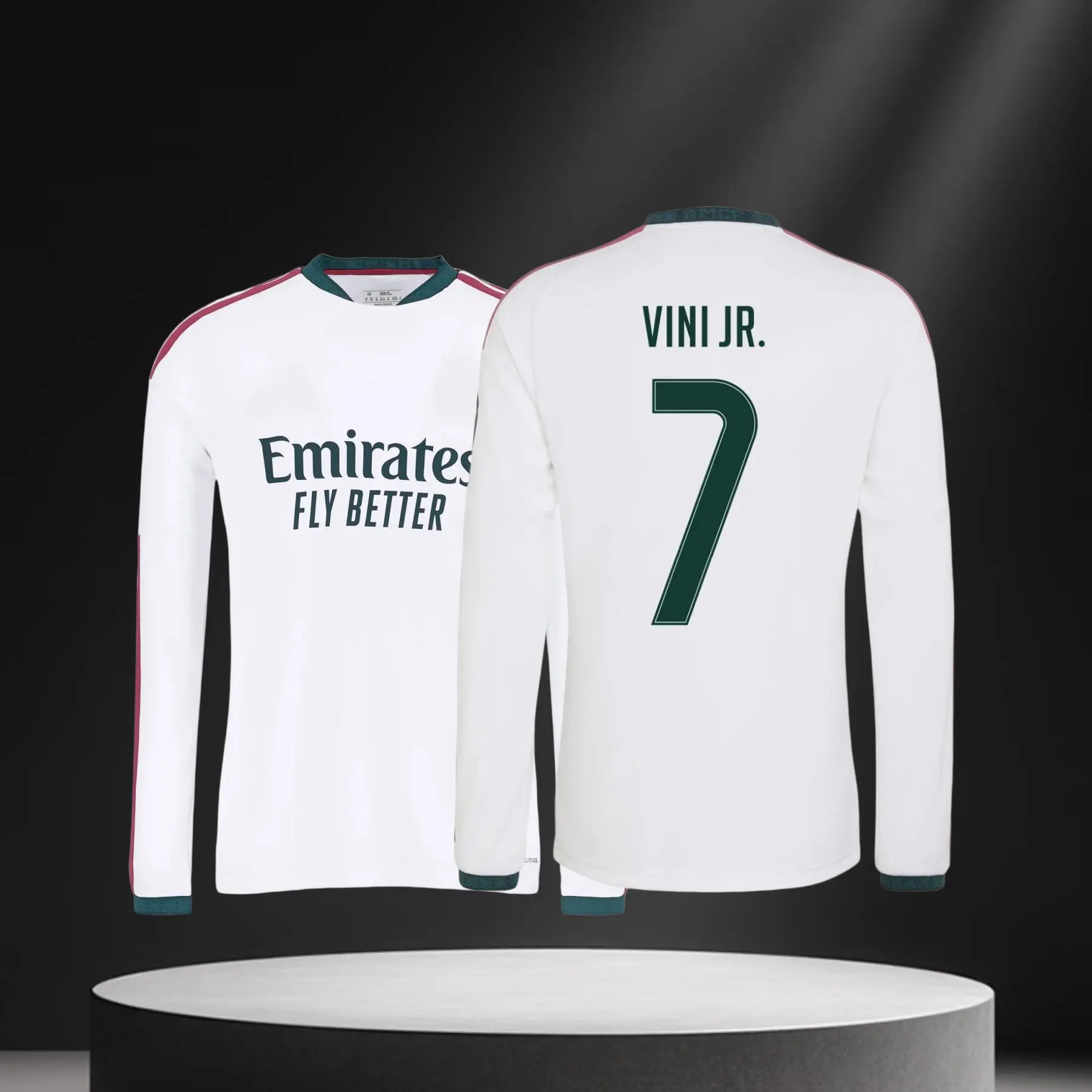 26 27 Home White Long Sleeve Soccer Jersey 7# Vini JR Football Jersey
