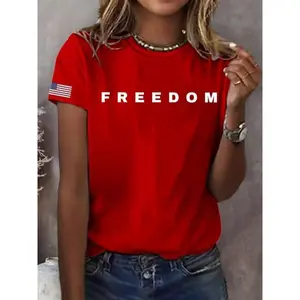 Freedom shirt Women's Freedom American Flag Print Casual T-Shirt a True Patriot Shirt Crew Neck a True Patriot American Flag Freedom Tshirt