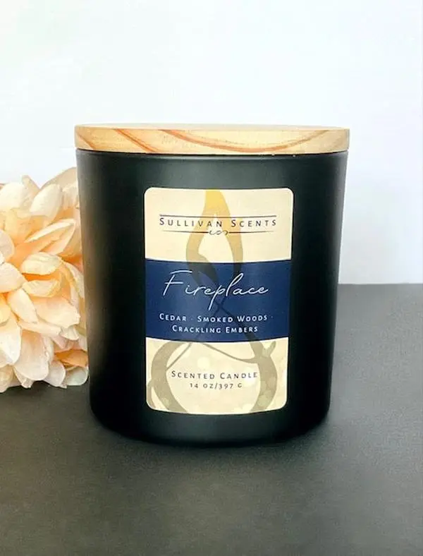 Fireplace 14 oz Black Matte Candle