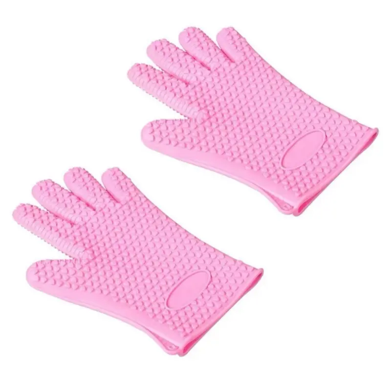 Silicone BBQ Pair Heat Resistant Gloves Oven Grill Pot Holder Kitchen Cooking Mitts Set Bakeware Water Proof Dish