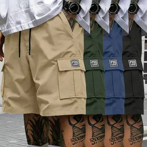 Men’s 4-Pack Cargo Shorts | Casual shorts with drawstring elastic waist and zippered pockets | Quick-dry, lightweight streetwear for summer, beach, everyday wear, and outdoor activities