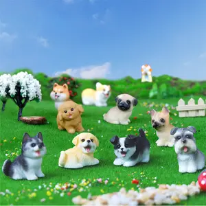 7/14 Hot-Selling Dog Resin Figurines Cute Adorable Dog Miniature Landscape Creative Car Desktop Ornaments Blind Box Gardening Mini Accessories Collectible Figurine Cute Desktop Decoration