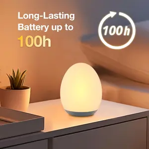 Rechargeable Egg-Shaped Night Light with 7 Color Modes Adjustable Warm White LED Touch Control Timer 100 Hours Battery Life for Teen Sleep