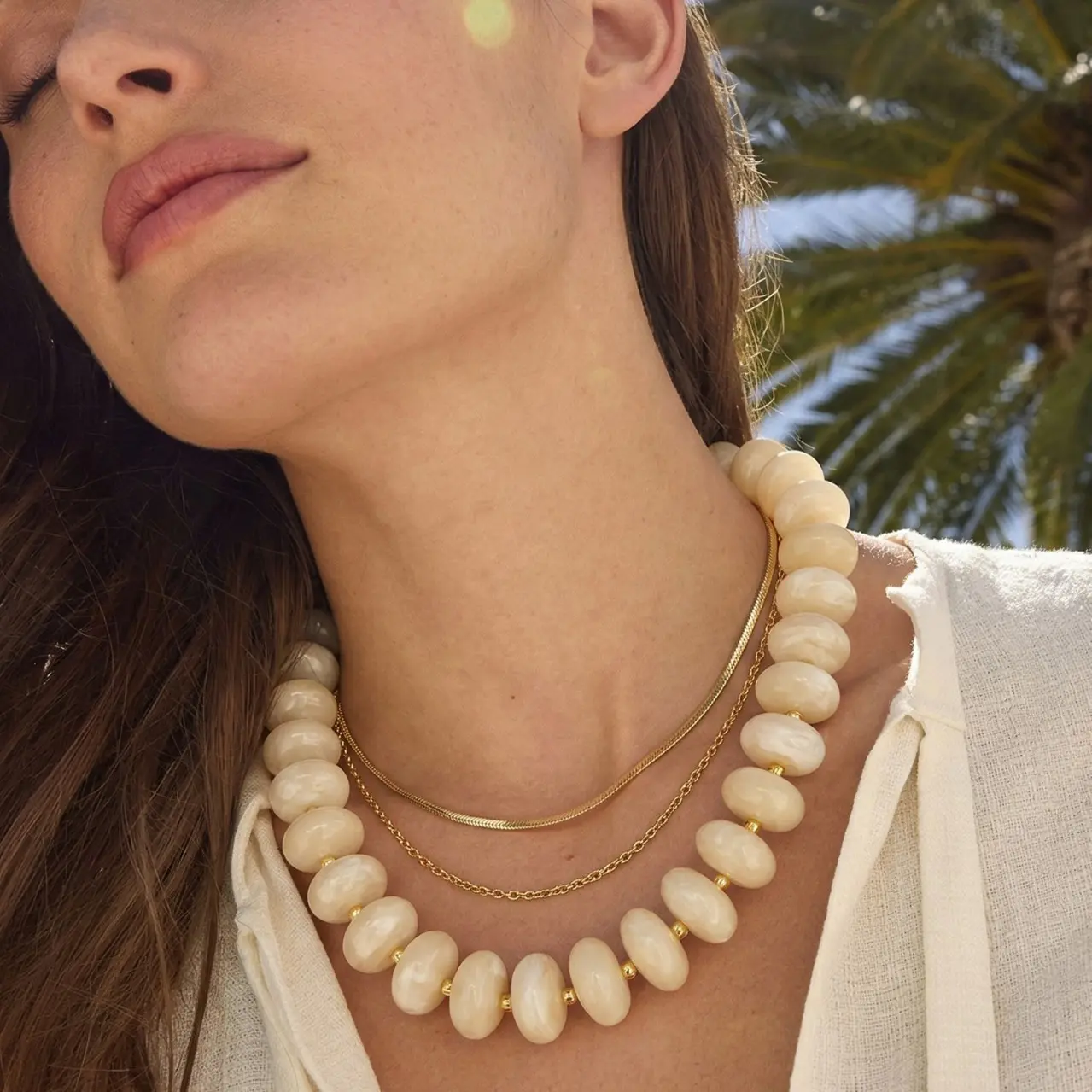 Natural Stone Series 03 Collar Mujer Diseñador Cuentas Coloridas Exageradas, Estilo Europeo Americano  Superponible, Venta Al Por Mayor Designer Colorful Bold Beaded Necklace for Women, European American Trendy Unique Layering Versatile Necklace Wholesale