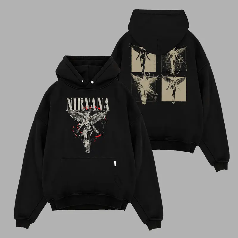 Nirvana Official Nevermind Smiley Hoodie (Black) - | Ubuy