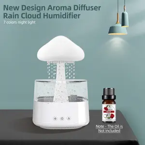 Rain Cloud Humidifier Water Drip with Adjustable LED Lights Remote Control Cool Mist Essential Oil Diffuser 450ml Rain Sounds Air Humidifiers with White Noise for Bedroom Desk Bedside Sleeping Relaxin