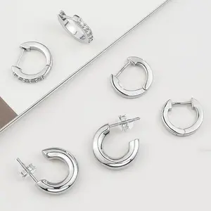 925 Sterling Silver Hoop Farrings, Uhibros, birthday jewelry, 18K White Gold Plated Huggie Earrings for women, Light weight Silver Gold HoopEarrings for Women Giris. For Women Men Fashion Jewelry, jewelry, earrings