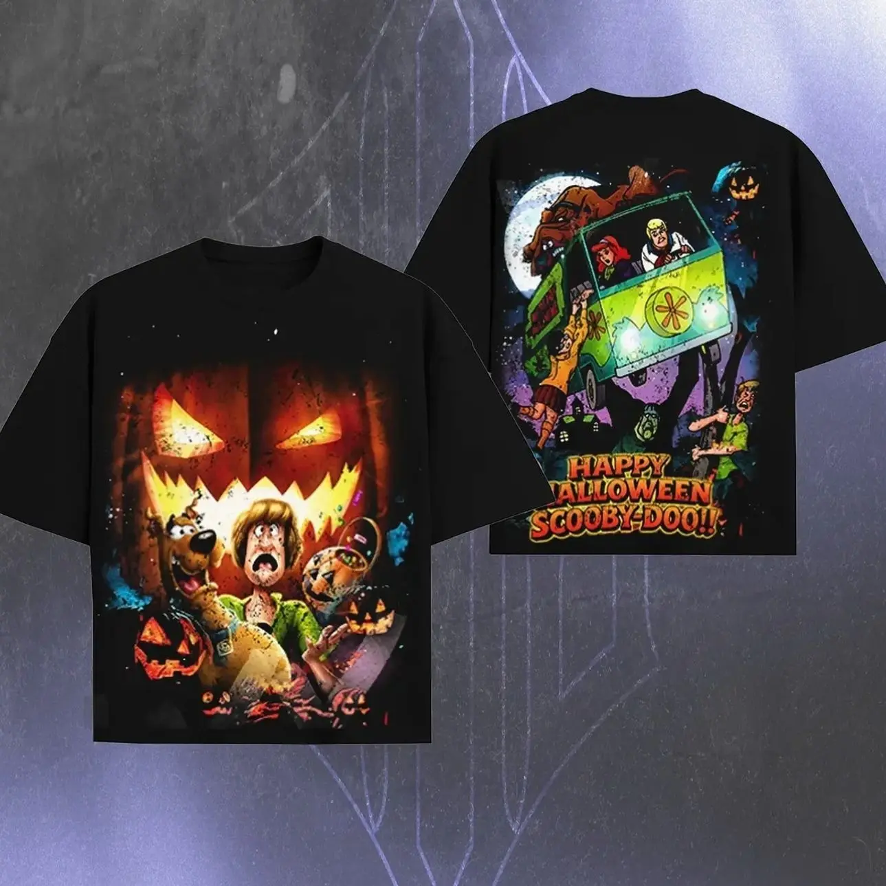 Scooby Doo Happy Haloween Audience Double Printed Oversize Lightweight Tee TV Show Graphic Top Cotton Gift T-Shirt For Comic Lover, Gift T-Shirt For Movie Lover boys merch 8B0