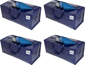 4 Pack Moving Bags w/Backpack Straps, Moving Supplies, Moving Boxes, College Packing Storage Boxes with Lids Alternative, Heavy Duty, Extra Large, Sturdy Handles, Zippers (Blue, 4 Pack) Storage bag