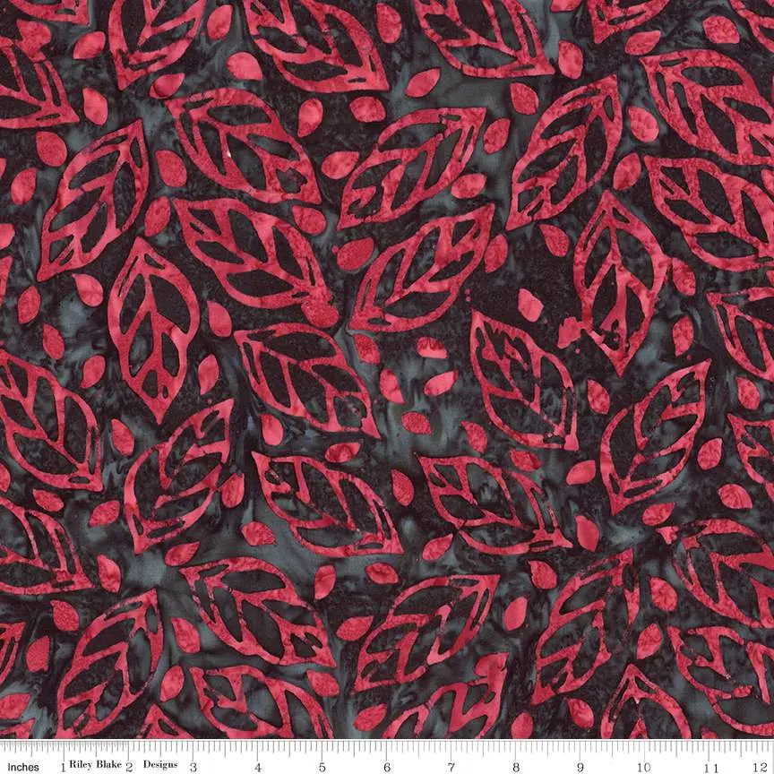 Fabric Riley Blake Black Cherry Chutney Expressions Batiks Floral Reflections by the Quarter Yard BT23183-227