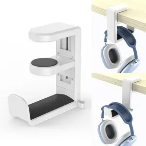 360° Rotating Headphone Stand, No Drilling Hook, Table Clip Holder, Adhesive-Free Display Rack, Storage Organizer for Earphones