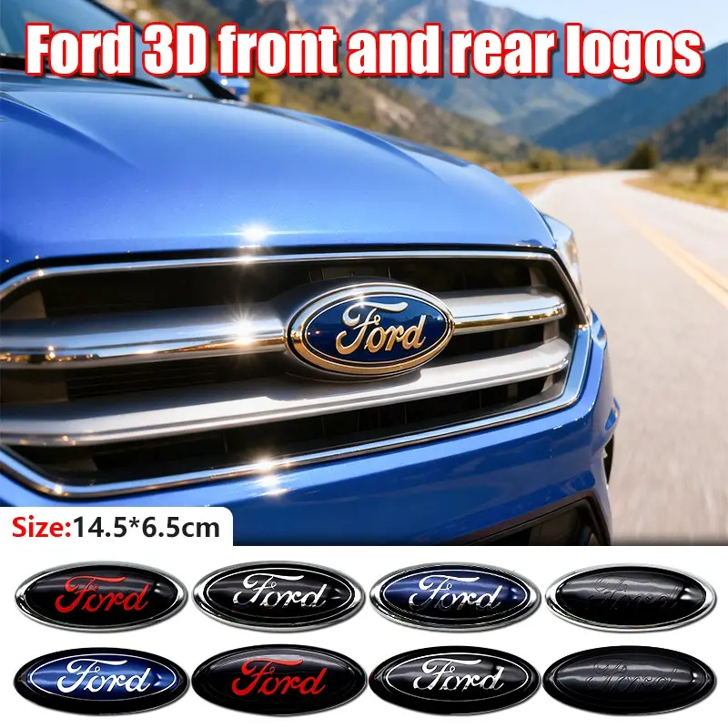 Ford Car Front & Rear Emblem, Scratch-Resistant Durable Hood Badge Replacement, Fits Focus Mondeo Edge Explorer, Vehicle Exterior Decoration Accessories, Automotive Decoration, Car Decals, Car Stickers, Car Decorations