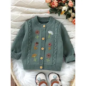 Girls' Sweater Jacket Spring/Fall 2025 New Stylish Children's Embroidered Knitwear Christmas