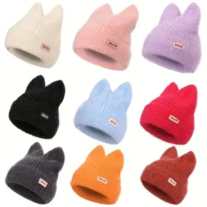 Charming Cat Ears Knit Beanie - Cute & Cozy Winter Hat for Outdoor Adventures - Lightweight, Elastic Crochet for Trendy Holiday Gifts