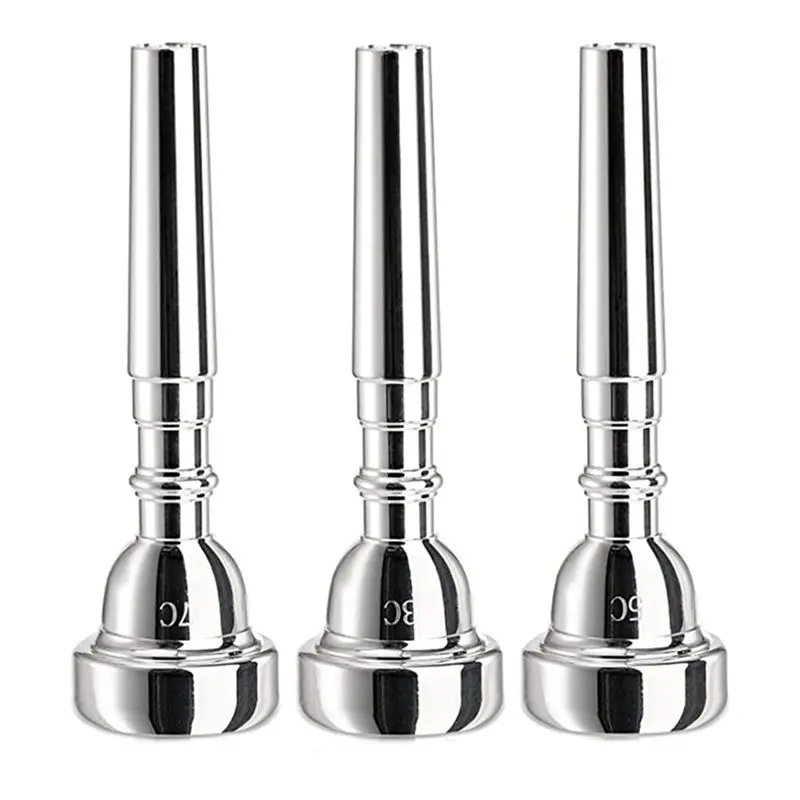 3 Pack Trumpet Mouthpiece, 7C 5C 3C Silver Plated Mouthpiece for Beginners, Professional Players