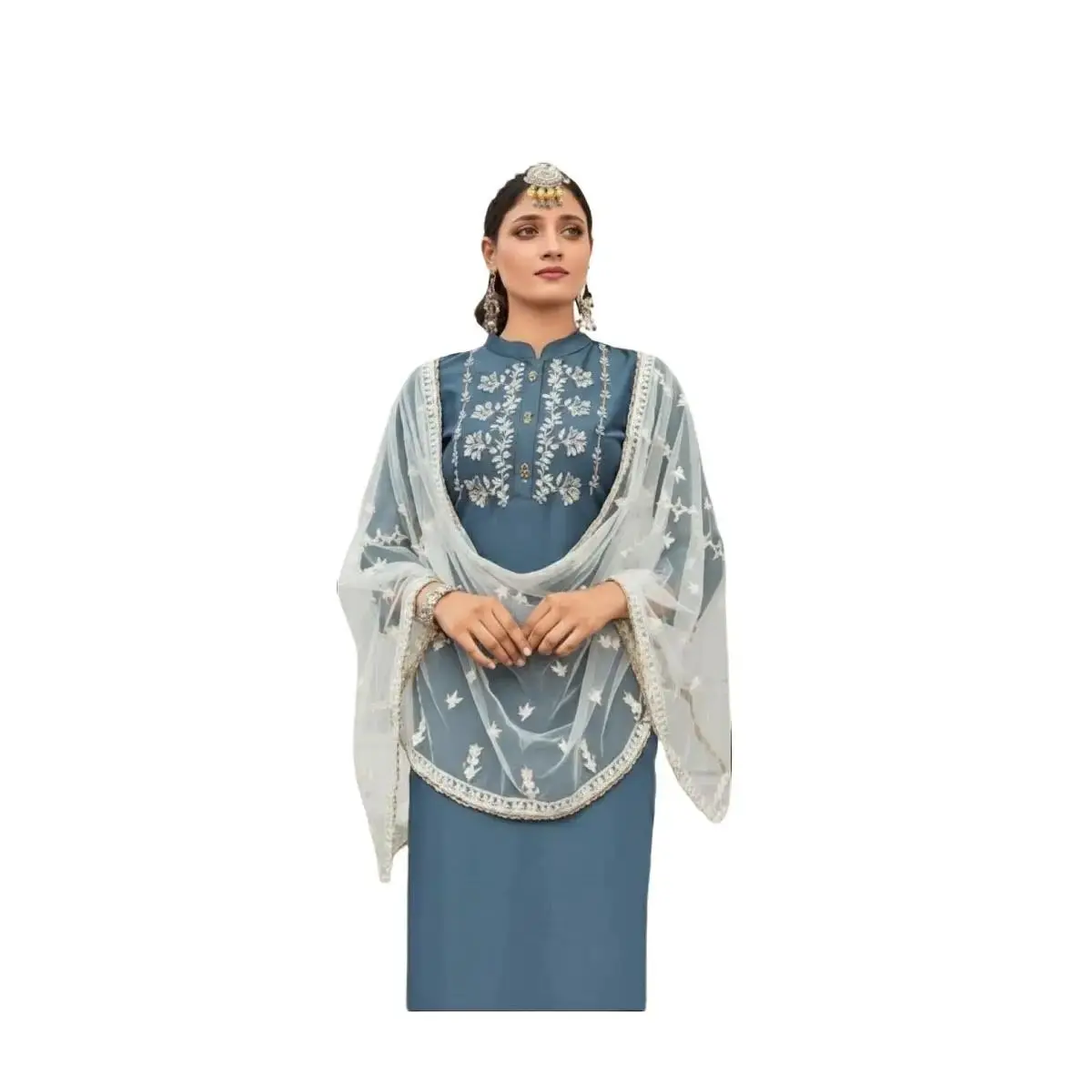 #Core-3 Ethereal Blue Kurta & Dupatta Set for Special Events & Casual Outings - Elegant and Versatile Outfit