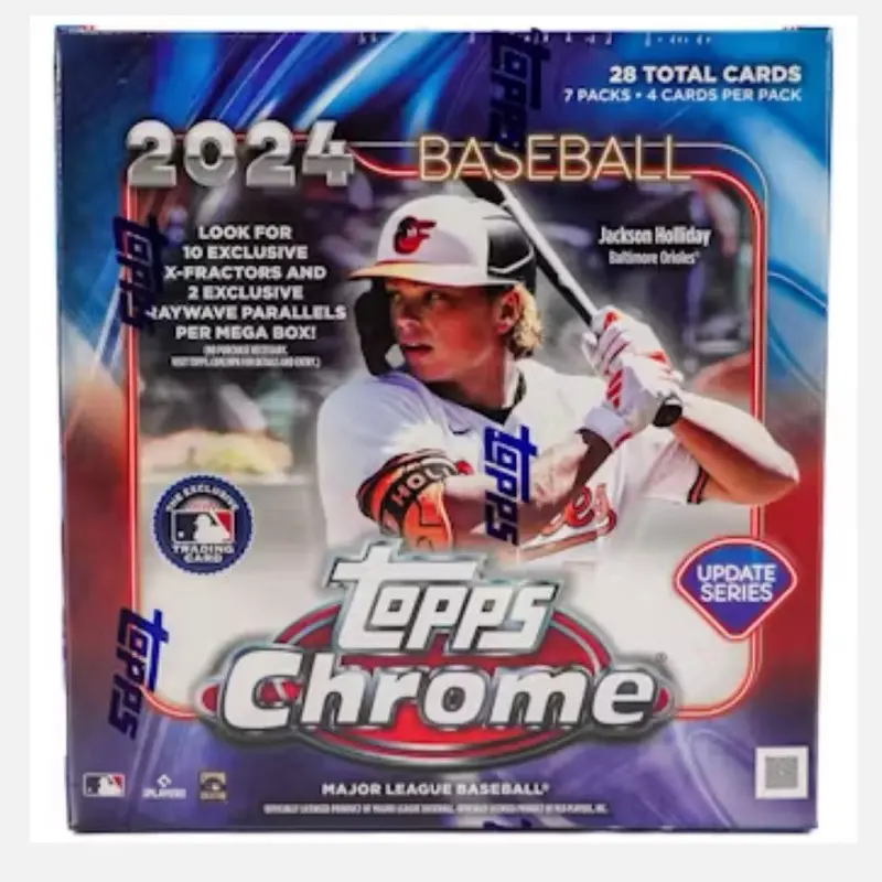 Topps 2024 Chrome Update Series Baseball Mega Box - 10 X-Fractor Parallels, 1 PrismRefractor, 2 RayWave, MLB Rookie Debut PatchAutographs, Exclusive Diamond Dominance