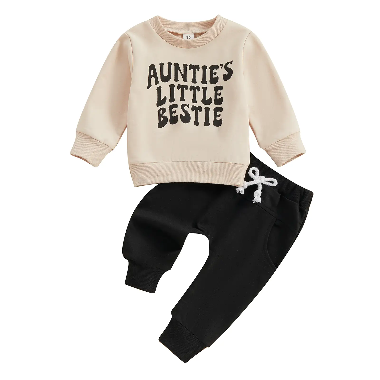 Toddler Baby Boy Girl Clothes Aunties Little Bestie Sweatshirt Top Jogger Pants Set 2Pcs Fall Winter Outfits Set