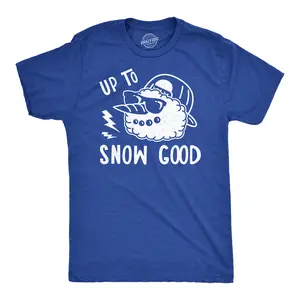 Mens Up to Snow Good T Shirt Funny Winter Snowman Graphic Novelty Tee Mens Funny T Shirts Cool Vintage Fashion T-Shirt Gift Classic Menswear Christmas Apparel for Men Novelty Tees for Guys Royal