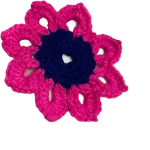Custom Color Flower Coasters - Vibrant Pink & Navy Blue Crochet Tableware for Stylish Table Settings
