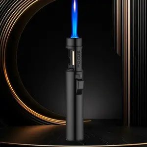 (Excluding butane) High-temperature spray gun type lighter, windproof butane lighter, blue flame, two-in-one design (with bottle opener), durable zinc alloy material, compact and portable, suitable for camping and barbecuing, rechargeable